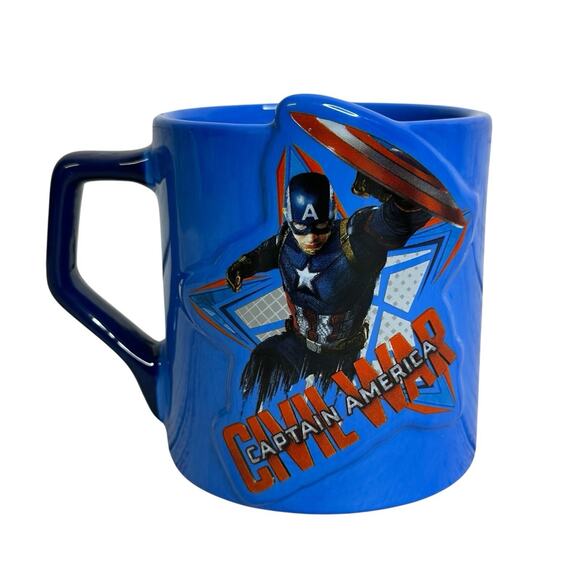 MARVEL Captain America Civil War with Shield Blue Ceramic 20 oz Coffee Mug - Picture 1 of 5